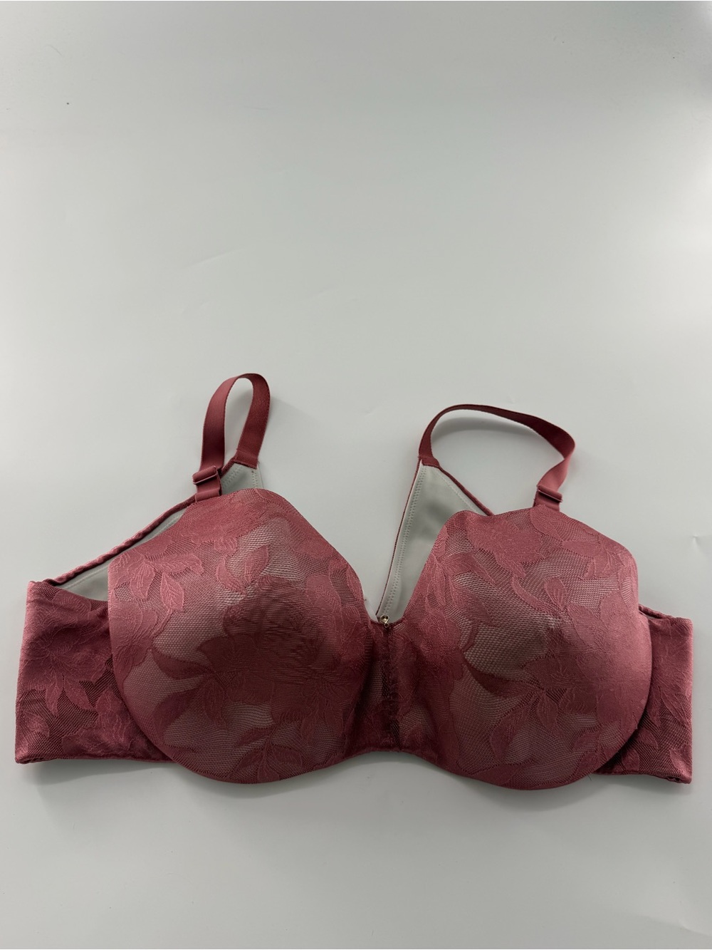 Cacique Lightly Lined Balconette Rose Lace Pink Bra Plus Size 44D Lane Bryant
